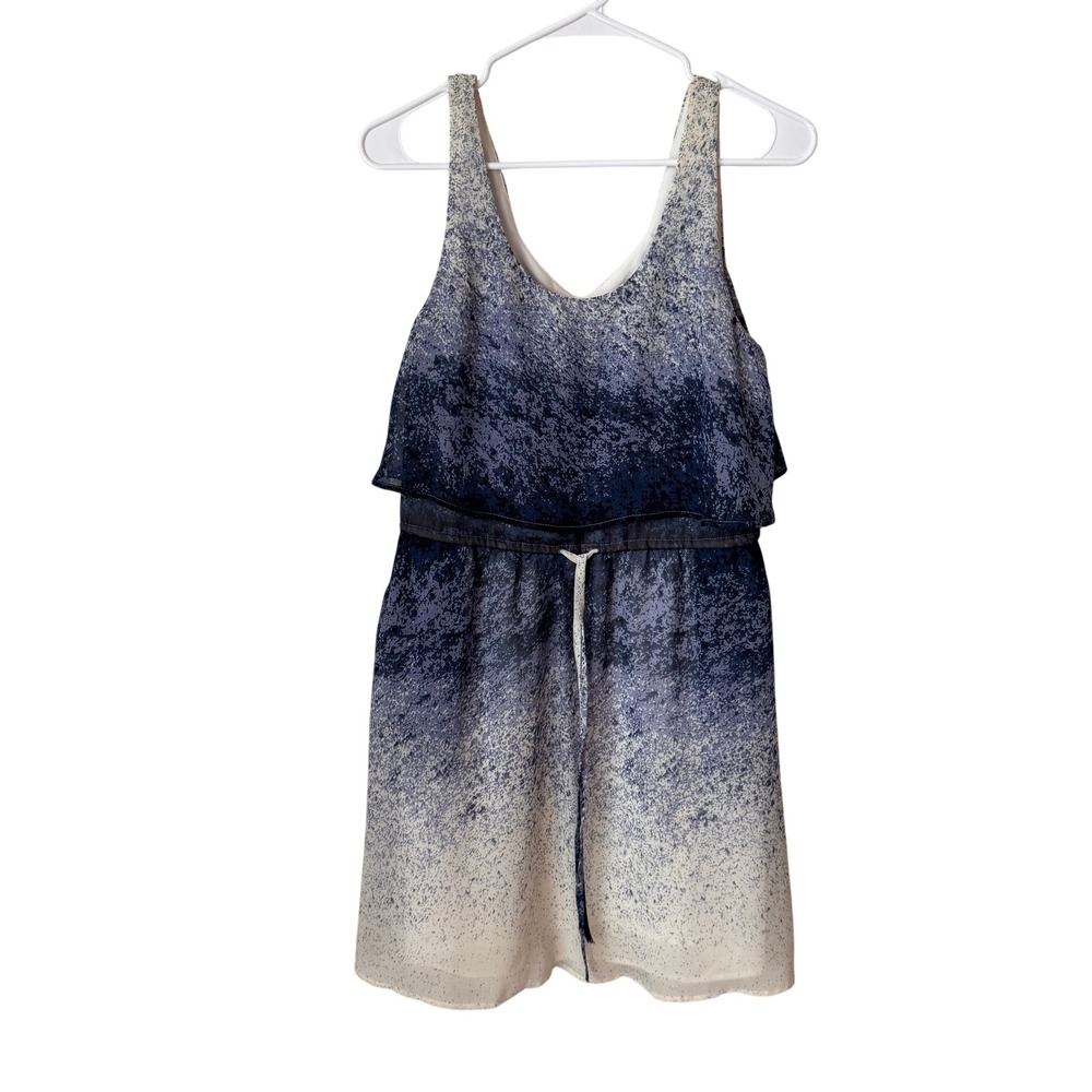 Under Skies Womens Blue Ombre Stippled Print Sleeveless Popover Mini Dress Small